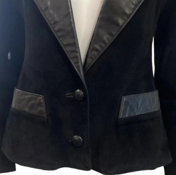 North Beach Leather Jacket Vintage 90s Size: S, Black Suede with Leather Details - Picture 7 of 12